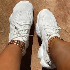 Breathable Women's Mesh Lace-Up Flat Shoes