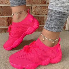 Breathable Women's Mesh Lace-Up Flat Shoes