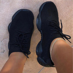 Breathable Women's Mesh Lace-Up Flat Shoes