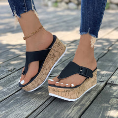 Fashionable Women's Wedge Clogs with Buckle Sandals