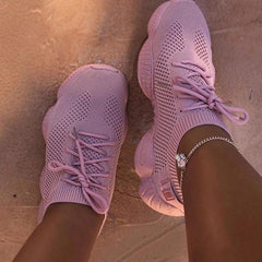 Breathable Women's Mesh Lace-Up Flat Shoes