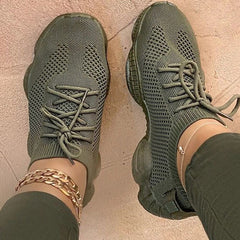 Breathable Women's Mesh Lace-Up Flat Shoes